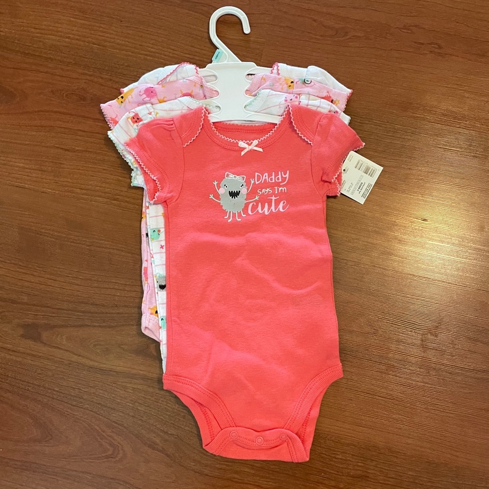 NWT 4 pack monster bodysuits girls 3-6 months